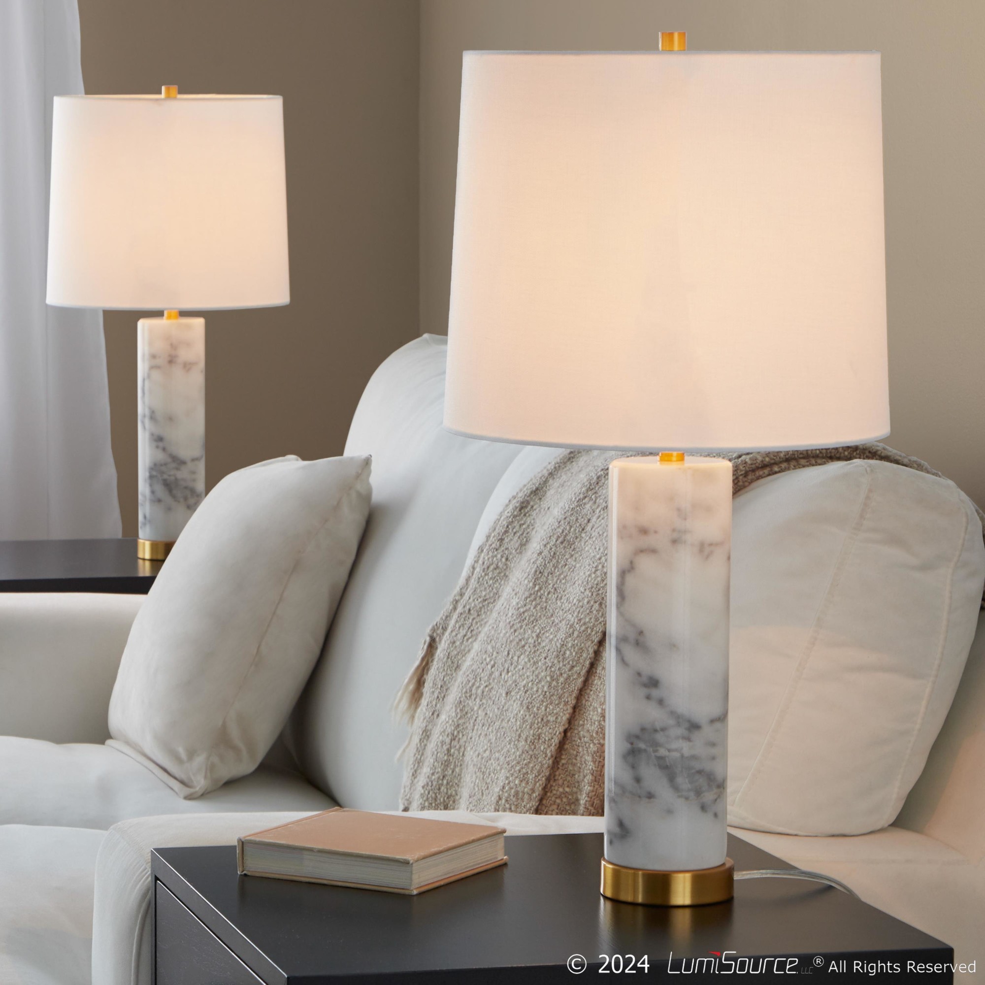 Marbella 26" Marble Table Lamp - Set Of 2